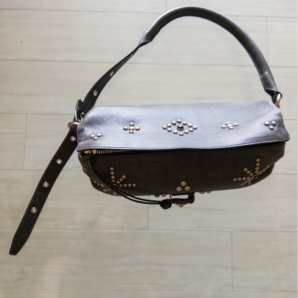 Open YY Studded Black and Silver Shoulder Bag